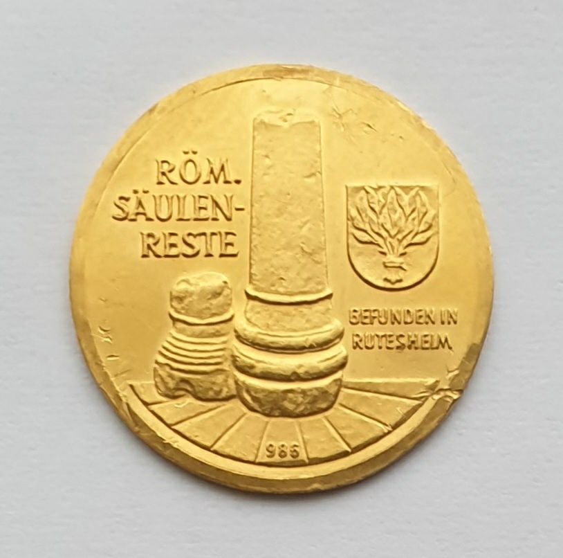Золотая медаль. 986 ° проба. 1200-летие Рутесхайма. Германия. 1967