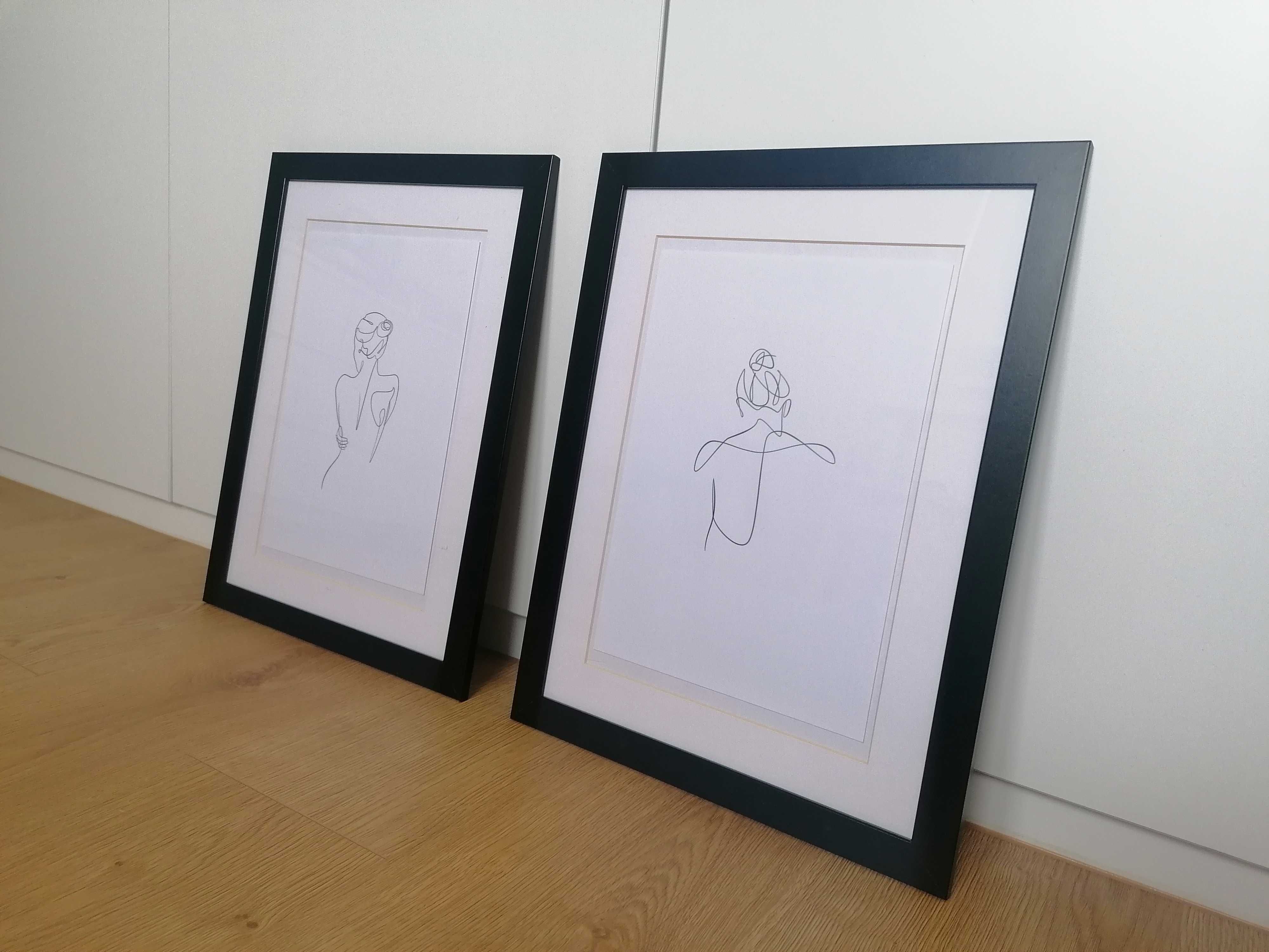 Obraz grafika lineart kobieta ramka czarna 30x40 Ikea minimalistyczny