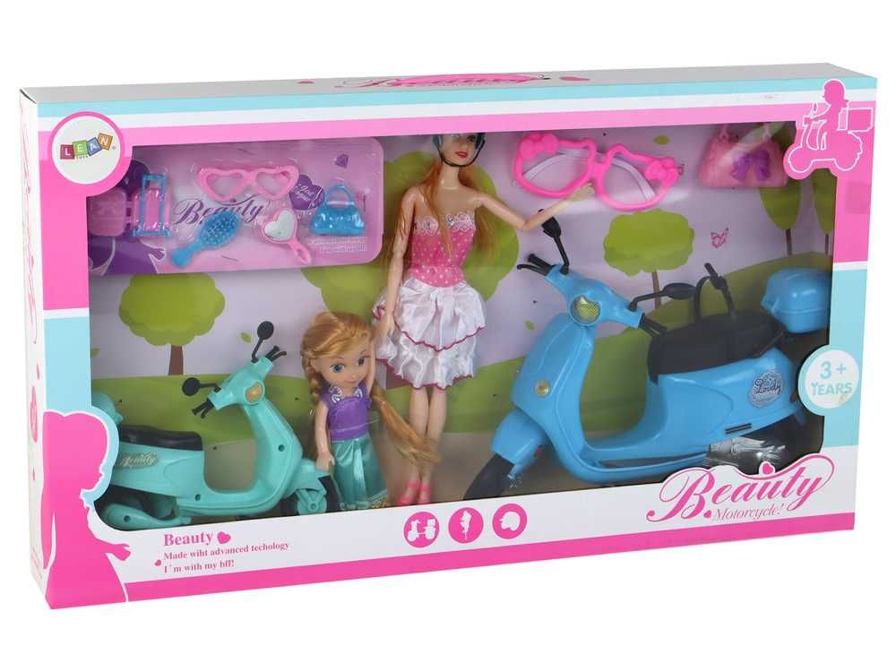 Zestaw Lalka Barbie Z Dzieckiem Skutery Zestaw Akcesoria dla dzieci 3+