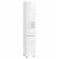 Wysoka szafka łazienkowa z szufladą VASAGLE , biała 30x30x170 cm