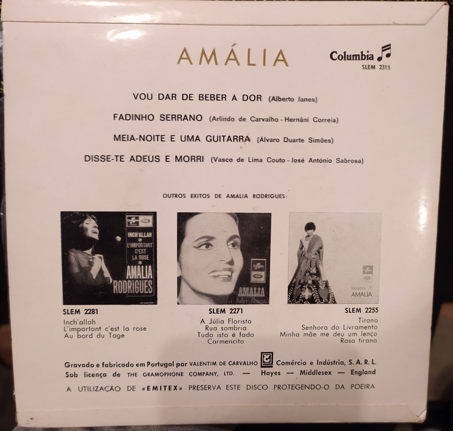 Vinil Amália Rodrigues - Vou dar de beber à dor (mariquinhas)