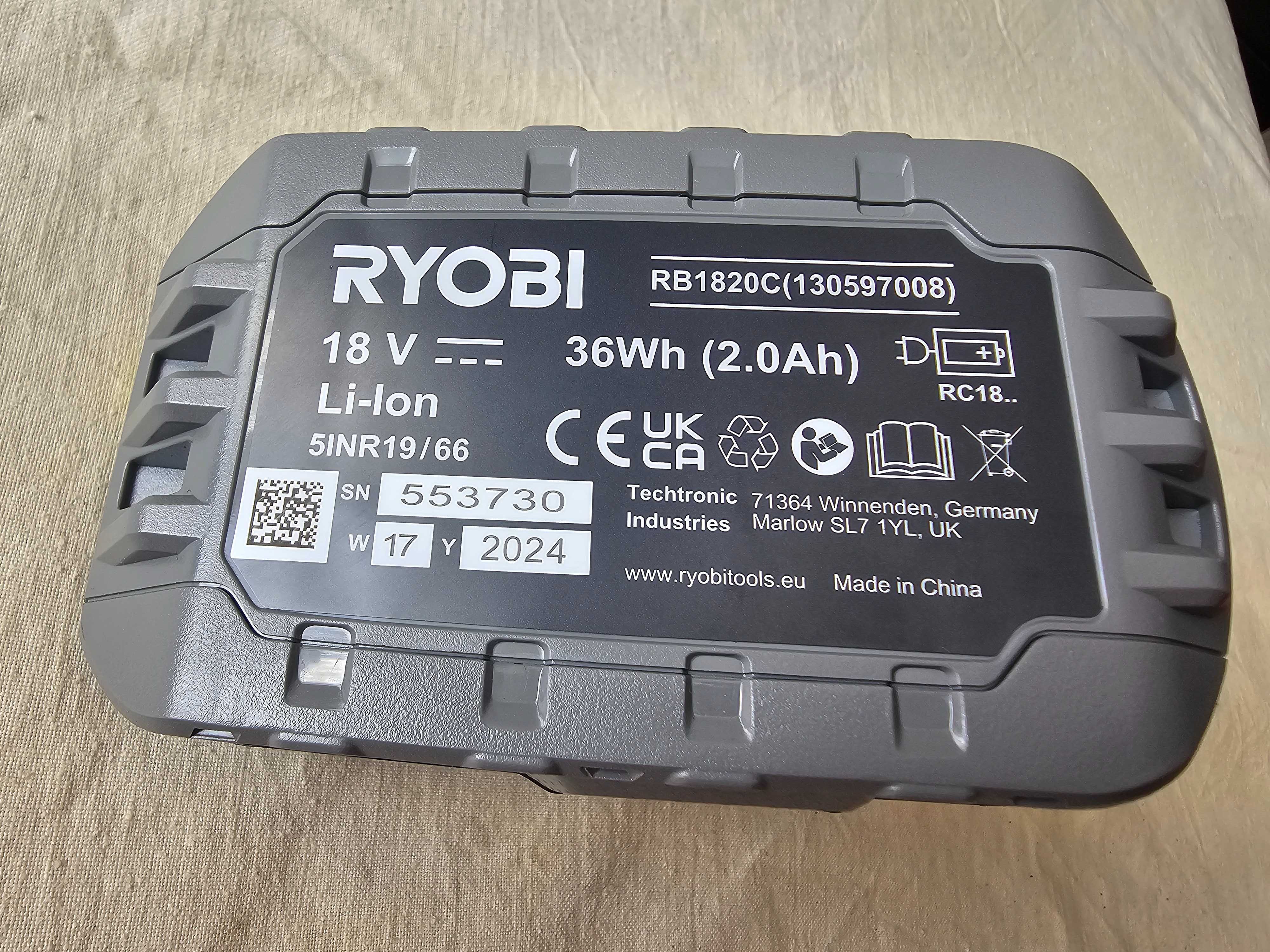 NOWY Akumulator RYOBI ONE+ 18V 2,0 Ah Lithium+ RB1820X W17 Y2024