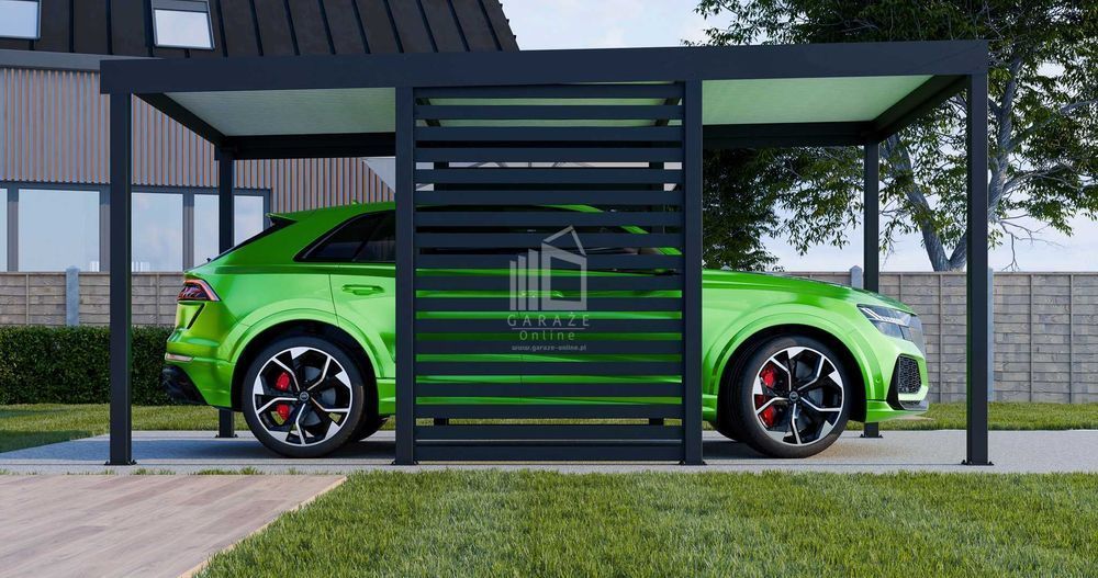 Carport Premium - Wiata Samochodowa 3X5 Antracyt Zabudowa - Id956