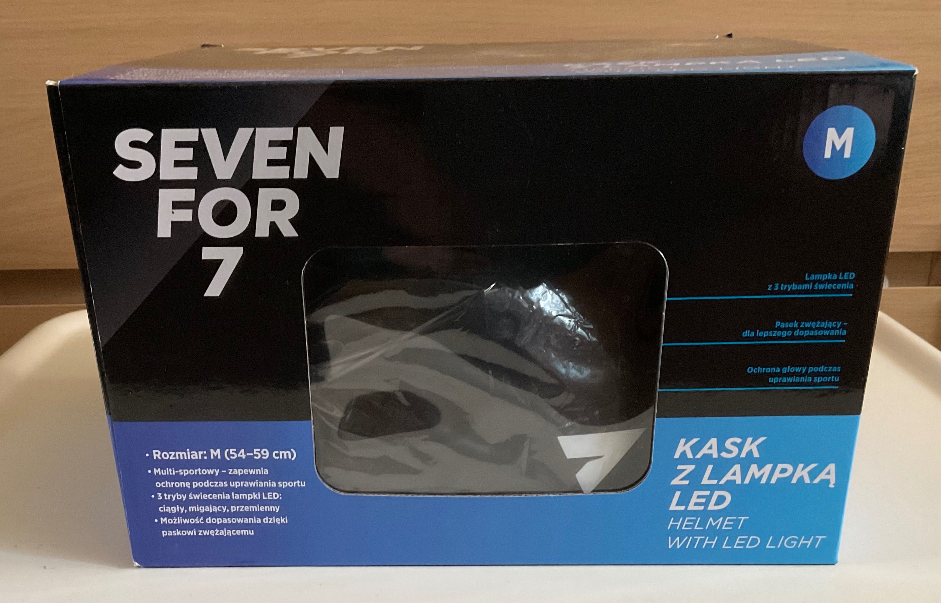 Czarny Kask z lampą LED rozmiar M Seven for 7