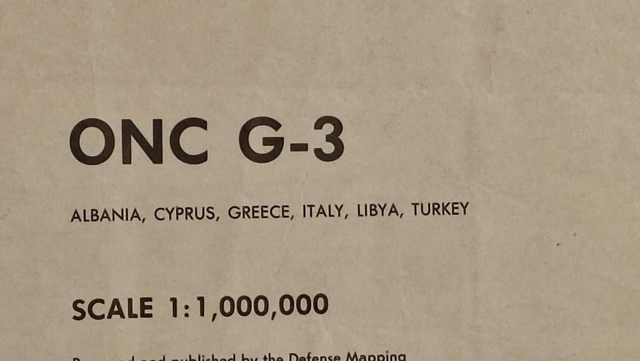 Nieaktualna Lotnicza mapa nawigacyjna  ONC G-3  rejon Grecji i Turcji