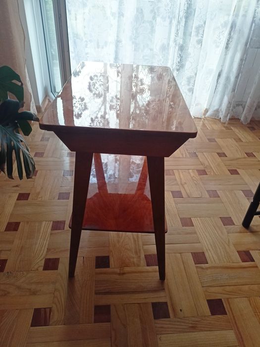 Stolik kawowy PRL, Rawicz, lata 60/70, oryginalna etykieta