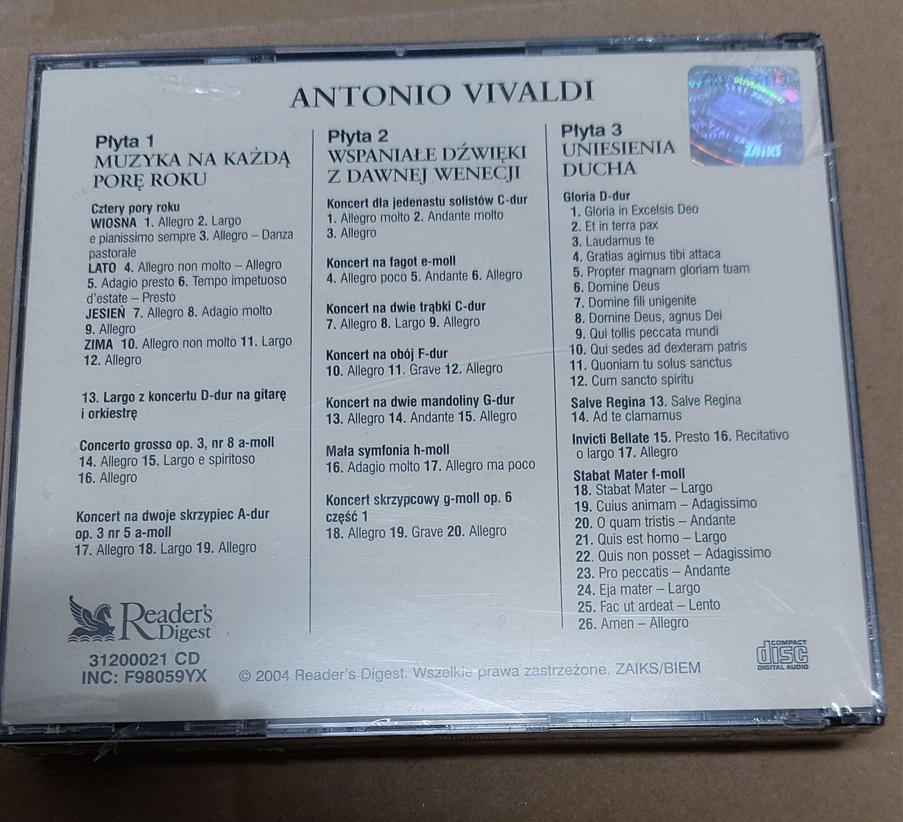Antonio Vivaldi. Perły muzyki klasycznej. 3 CD. Nowe, zafoliowane