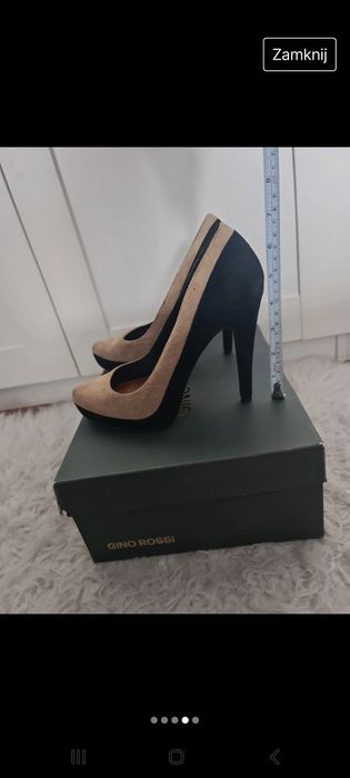 Czółenka skórzane zamszowe