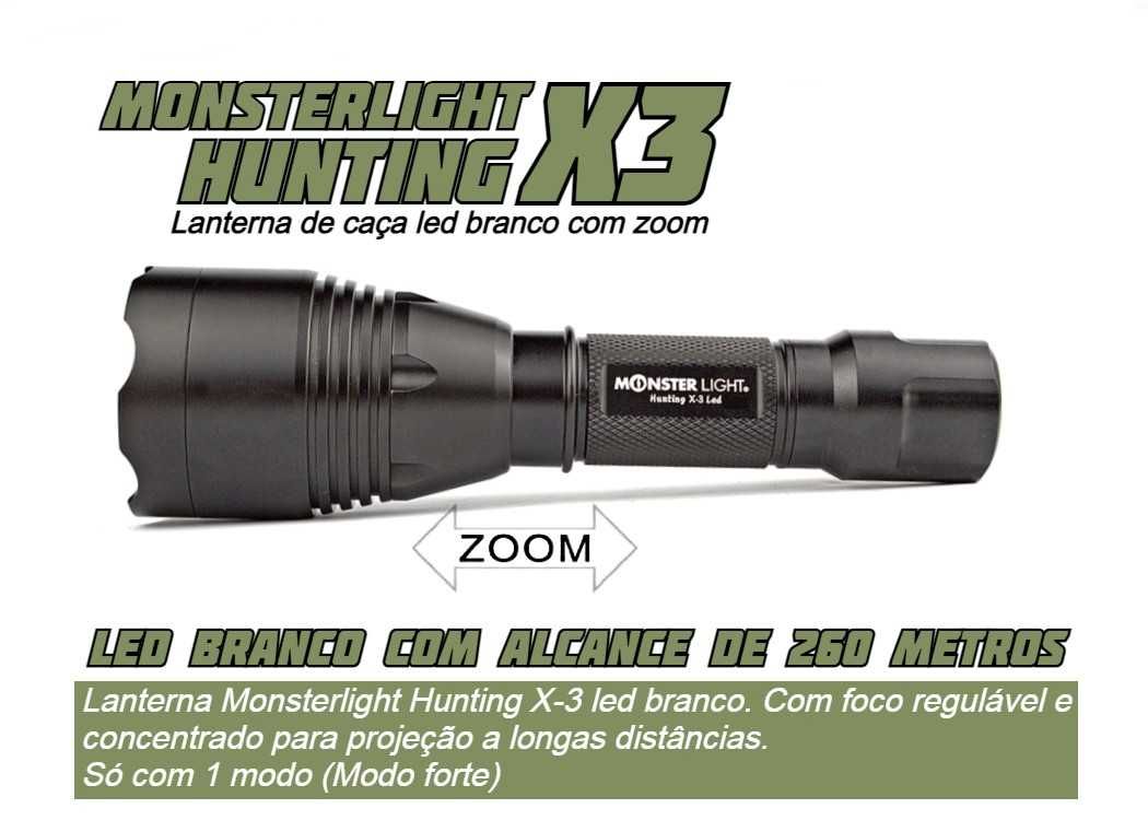 Kit lanterna esperas Hunting X-3 led cree branco 3200 lumens com zoom