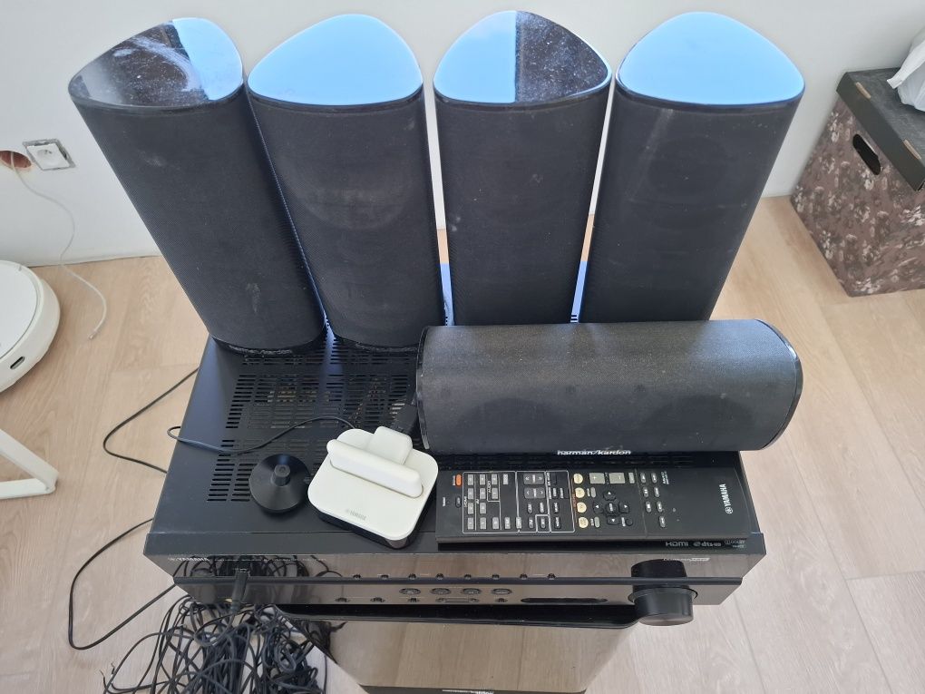 Amplituner 5.1 Yamaha RX-V371 + Harman Kardon + duży subwoofer + BT
