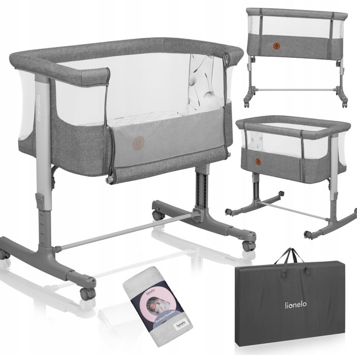 Łóżeczko dostawne dziecięce + kojec Lionelo Aurora + Otulacz bambusowy