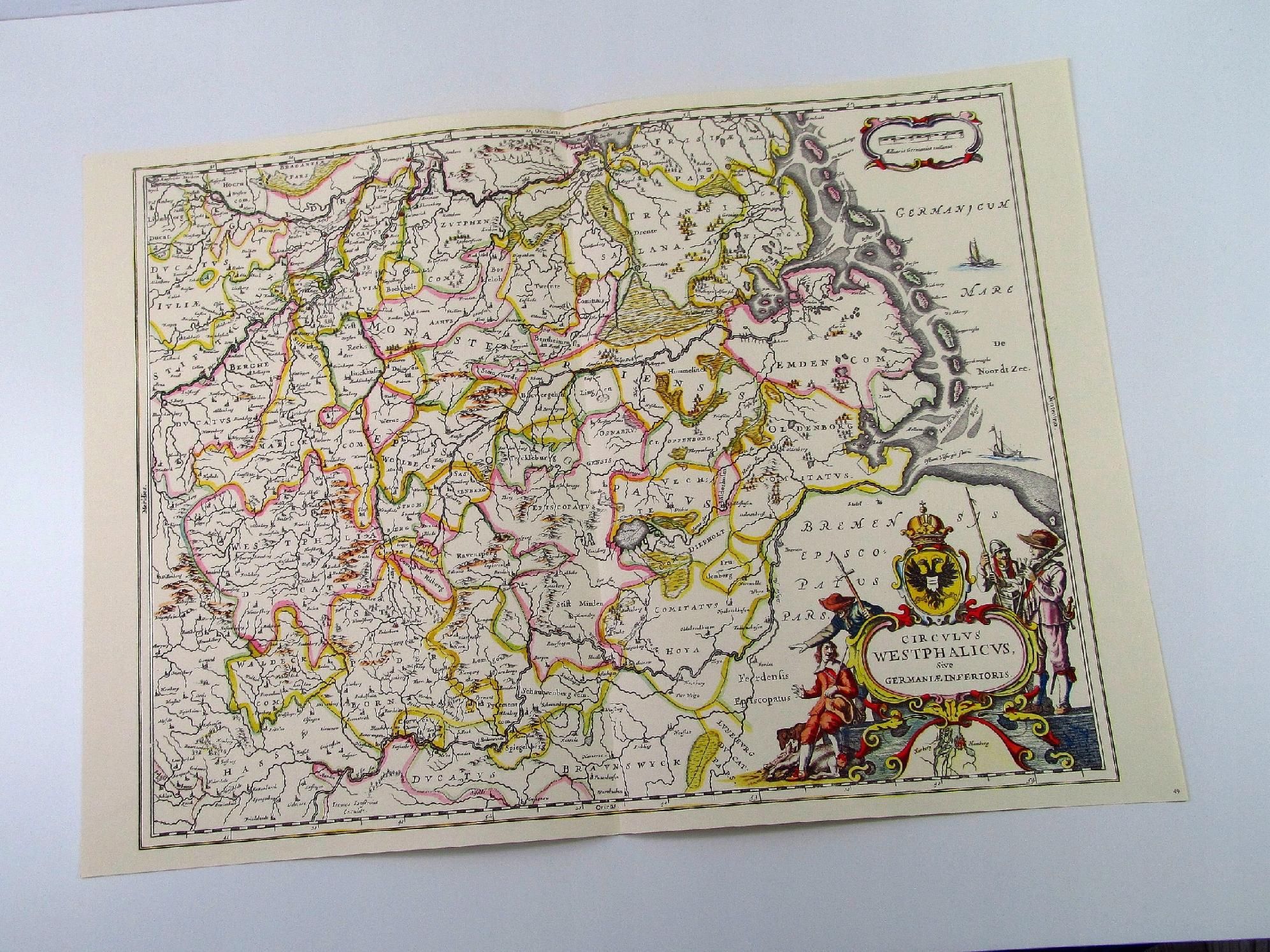 stara mapa 1657 niemcy westfalia morze północne 49