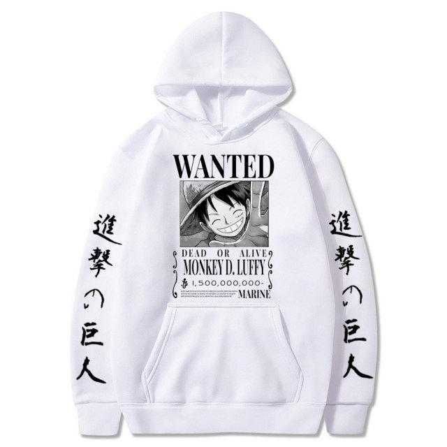 Худі білий Монки Д. Луффи із аниме, манги «Ван-Пис» (One Piece). Стіч.