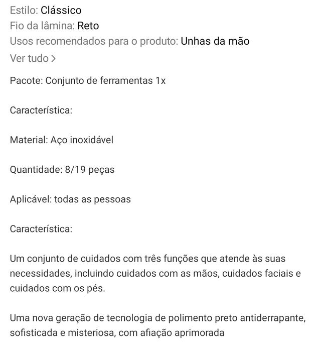 Estojo 19 peças para cuidado pessoal (face, mãos e pés) Novo