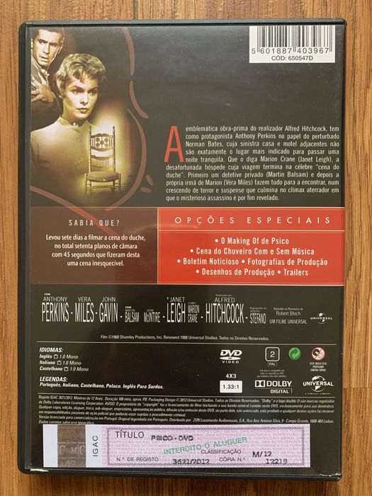Psico - Alfred Hitchcock - dvd