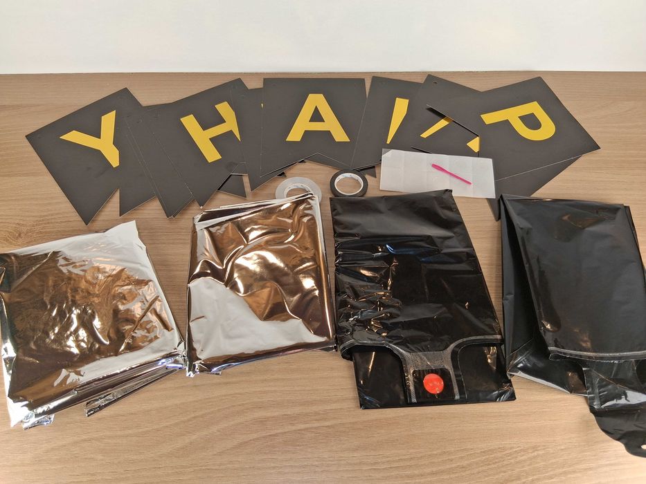 Y099 Zestaw Dekoracji Balony Baner Happy Birthday Urodziny CzarnoZłote