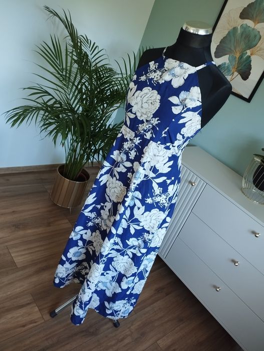 Elegancka długa letnia sukienka 42 wesele impreza lato