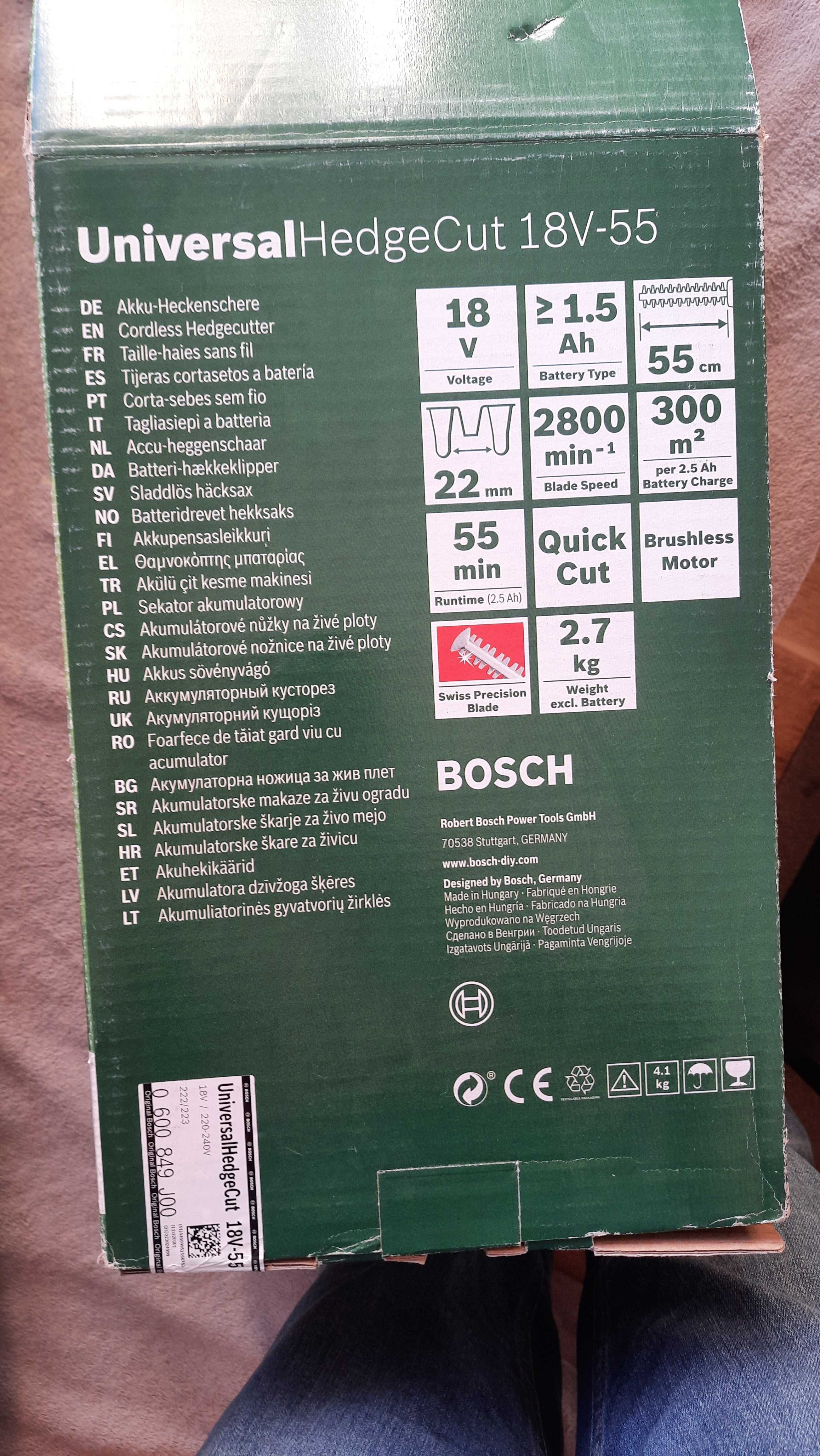 Bosch UniversalHedgeCut 18V 55 akumulatorowe nożyce do żywopłotu nowe