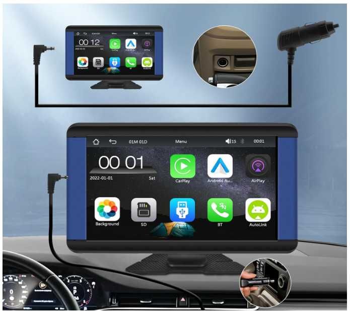 Bezprzewodowe Radio Samochodowe 7 Cali Carplay Android Kamera