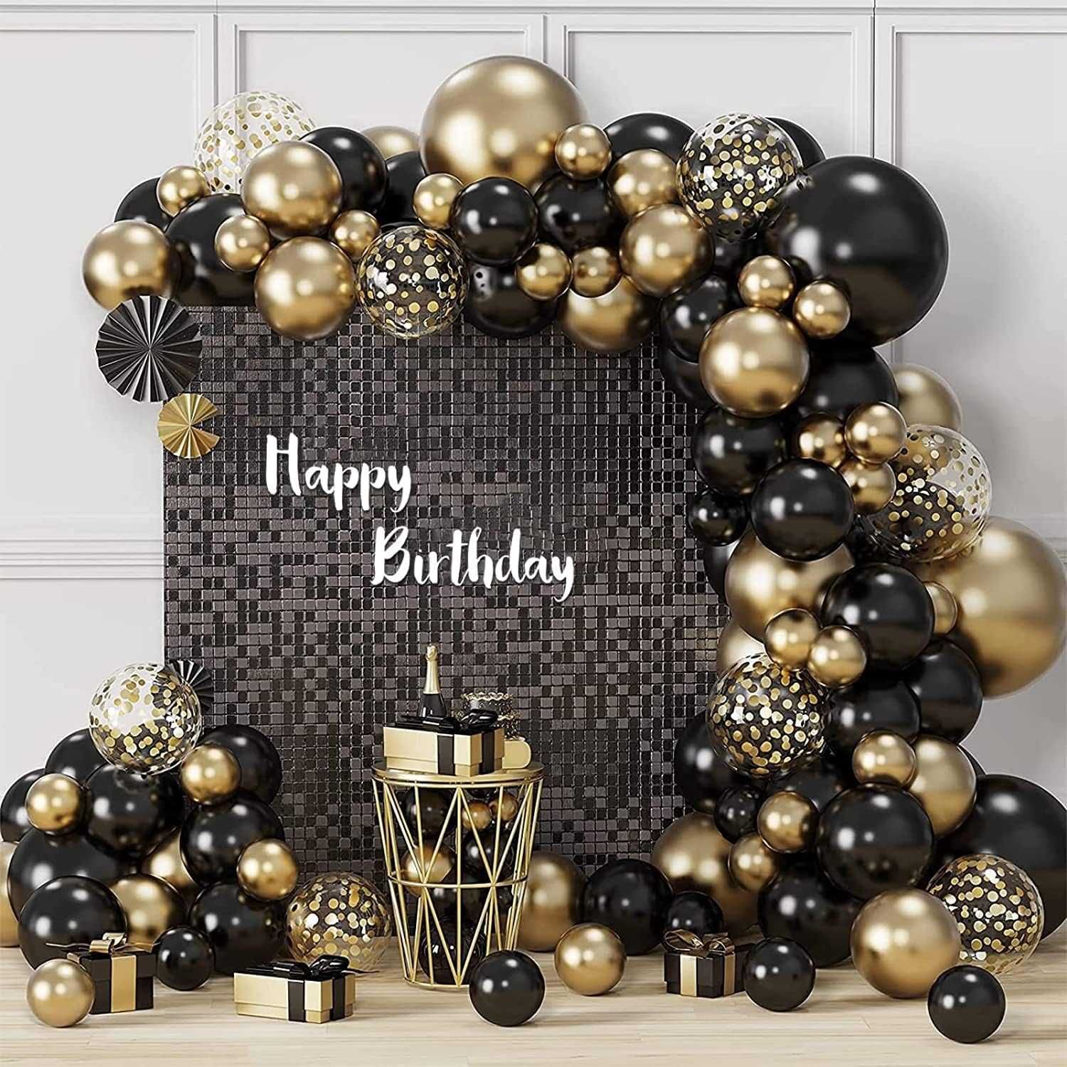 Girlanda balonowa czarno złota dekoracja zestaw balonów 18tka urodziny