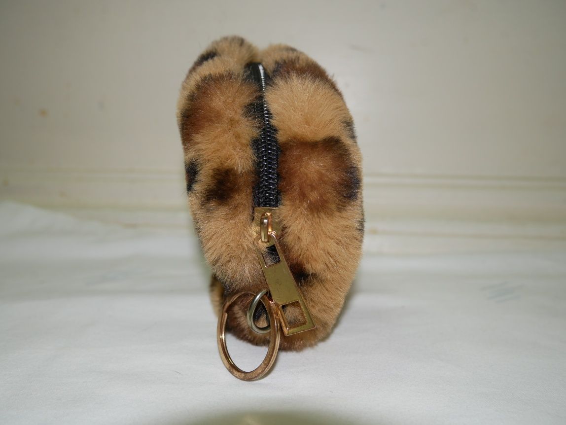 Porta Moedas Em Castanho Padrão Leopardo