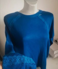 Sweterek Marks&Spencer habrowy niebieski oversize nietoperz 44 XXL