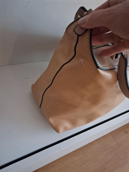 Torebka torba duża pomiestna beżowa włoska sze ok 35 cm