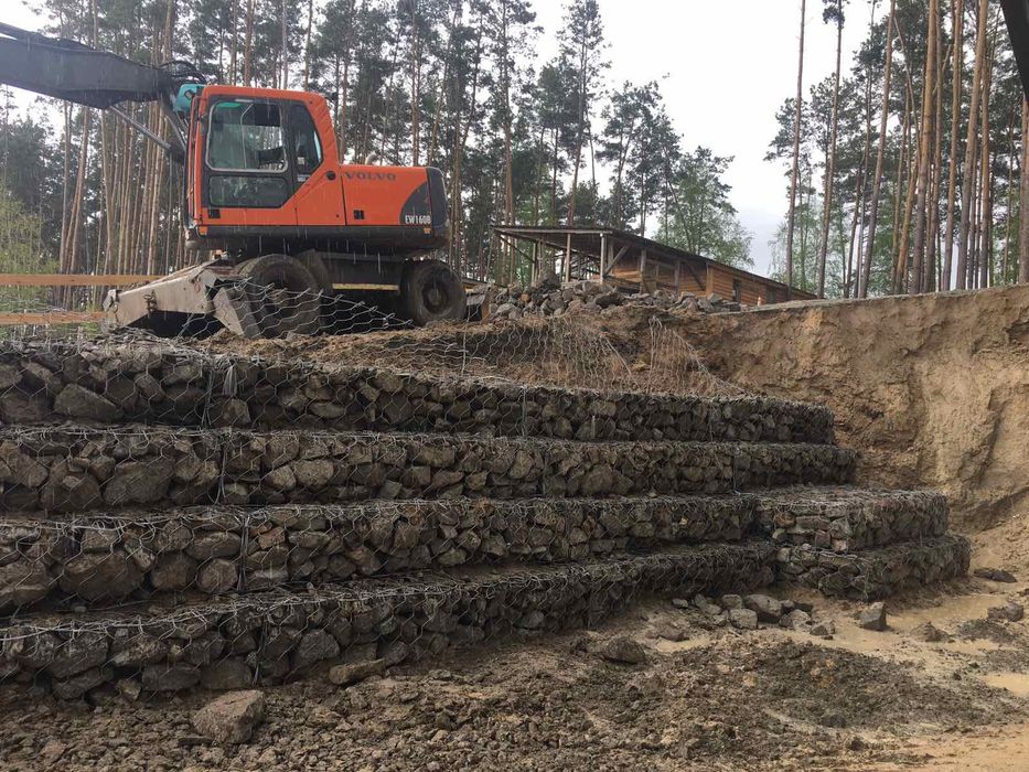 Укріплення підпірних стін із габіона