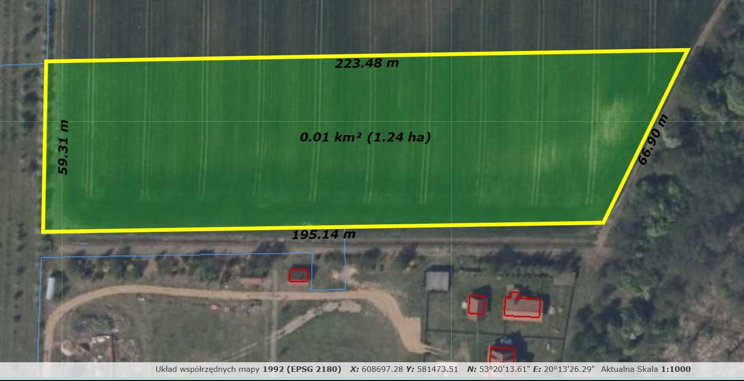 Działka z MPZP pod zabudowę UT 1500 m2, MAZURY