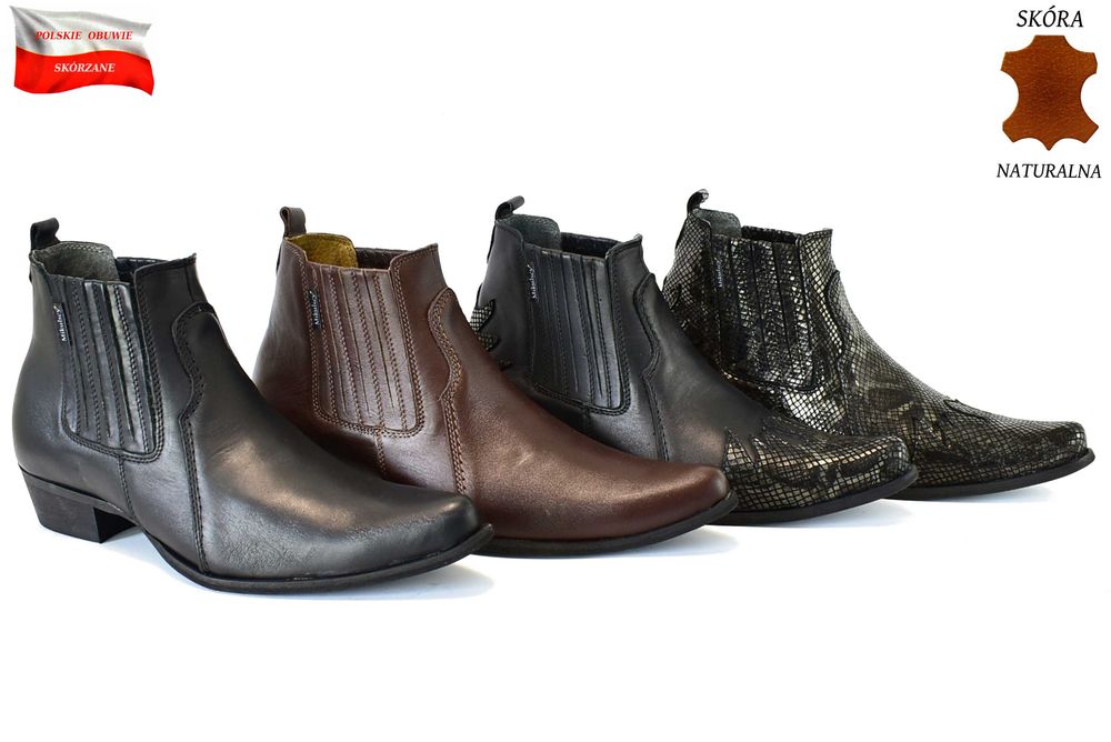 Kowbojki Skórzane Wysokie na chopera rozmiary od 39 do 45