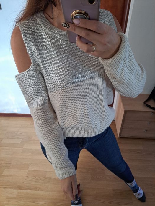 Sweterek srebrna nitka L Xl