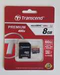 Transcend Cartão de memória Micro SDHC 8GB Class 10 UHS-I 400X