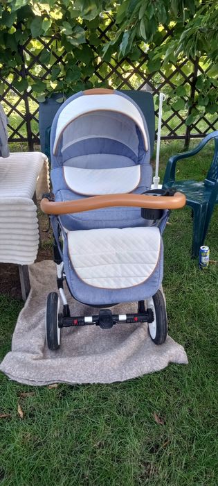 Wózek 3 w 1  niebiesko bialy