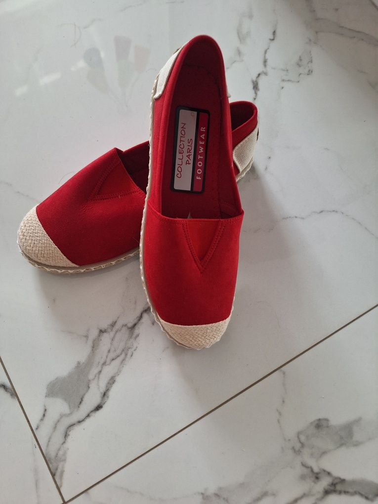 Espadryle czerwone, rozmiar 39