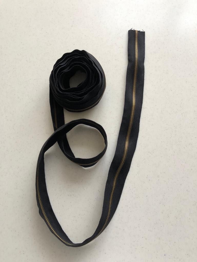 Застежка молния спираль черная, металл, шир. 3,5см, звено 8 мм.