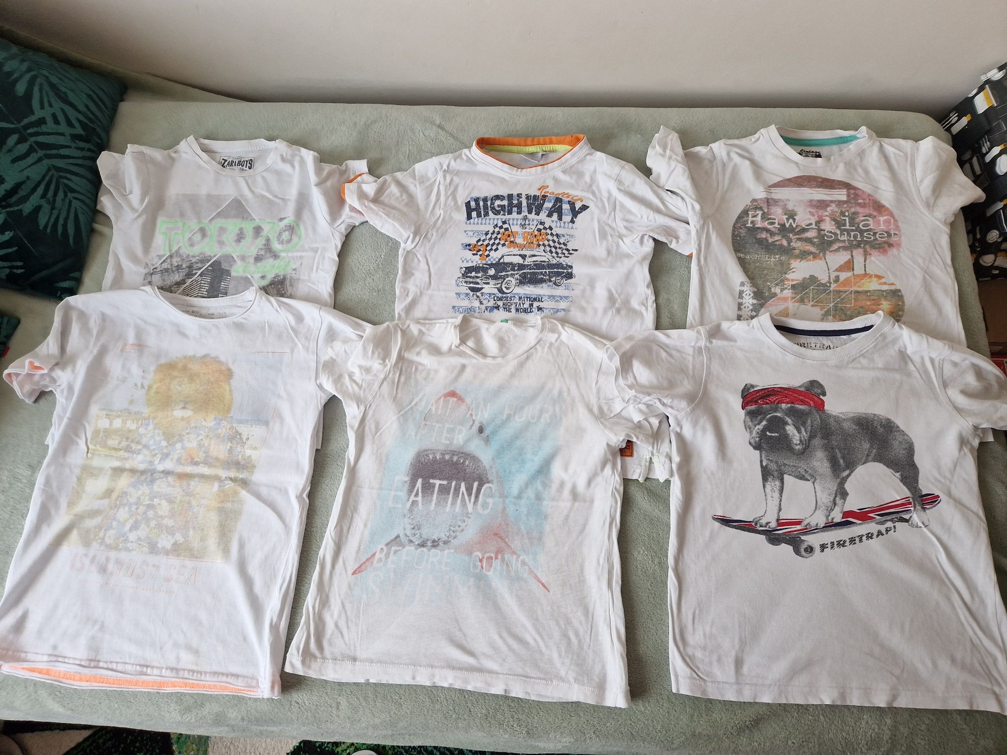 Koszulki z krótkim rękawem 122, Zara, Benetton,  6 sztuk