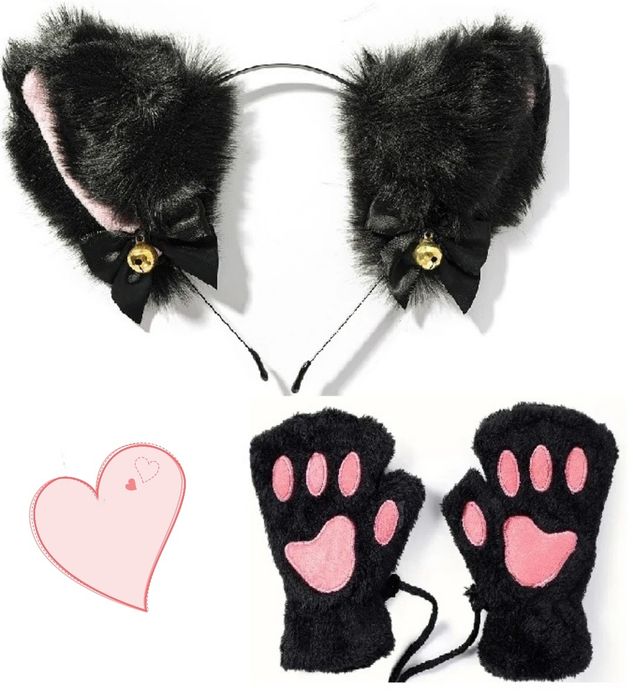 Kostium kota Kocie uszy opaska rękawiczki strój kota przebranie łapki