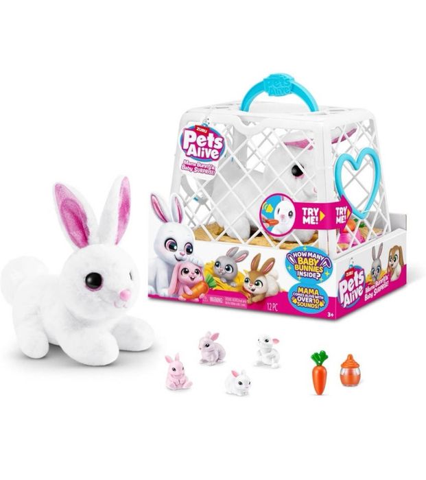 Інтерактивний набір Pets Alive Mama Bunny & Baby Surprise, м'яка іграш