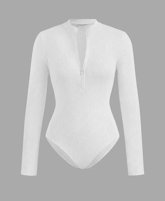 Nowe białe body kombinezon damski z kołnierzykiem  XS 34