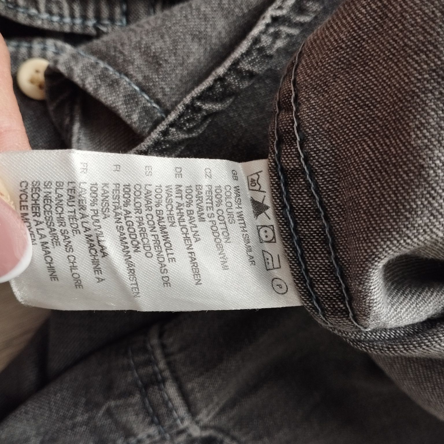 Koszula męska H&M S szara jeansowa 100% bawełna