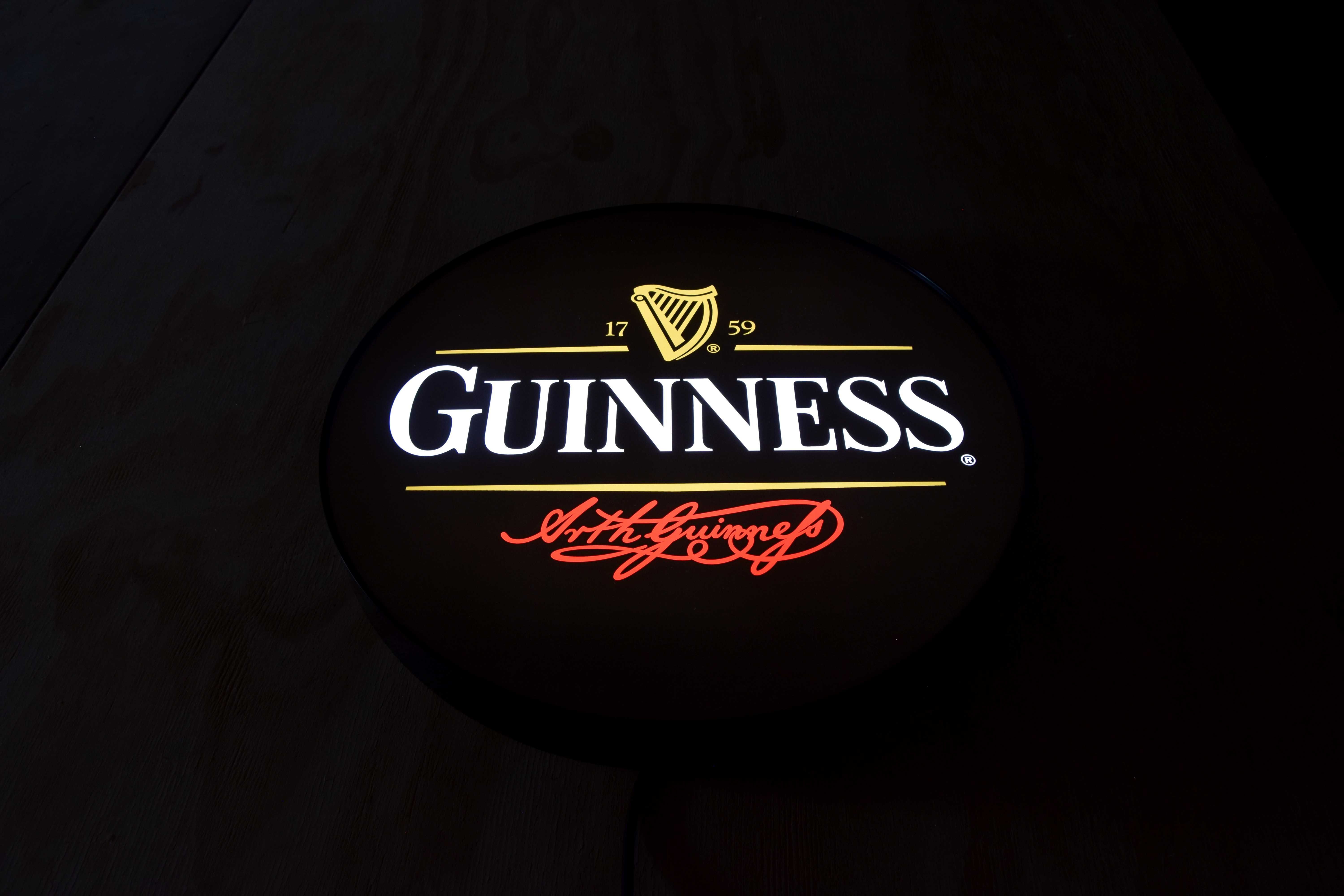 LED Neon GUINNESS, Podświetlana reklama do baru, Szyld, Baner, Kaseton