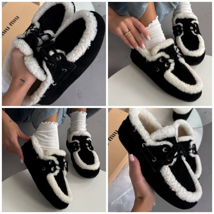 р36-41 Лофери Miu Loafers Winter Black Beige Grey Chestnut