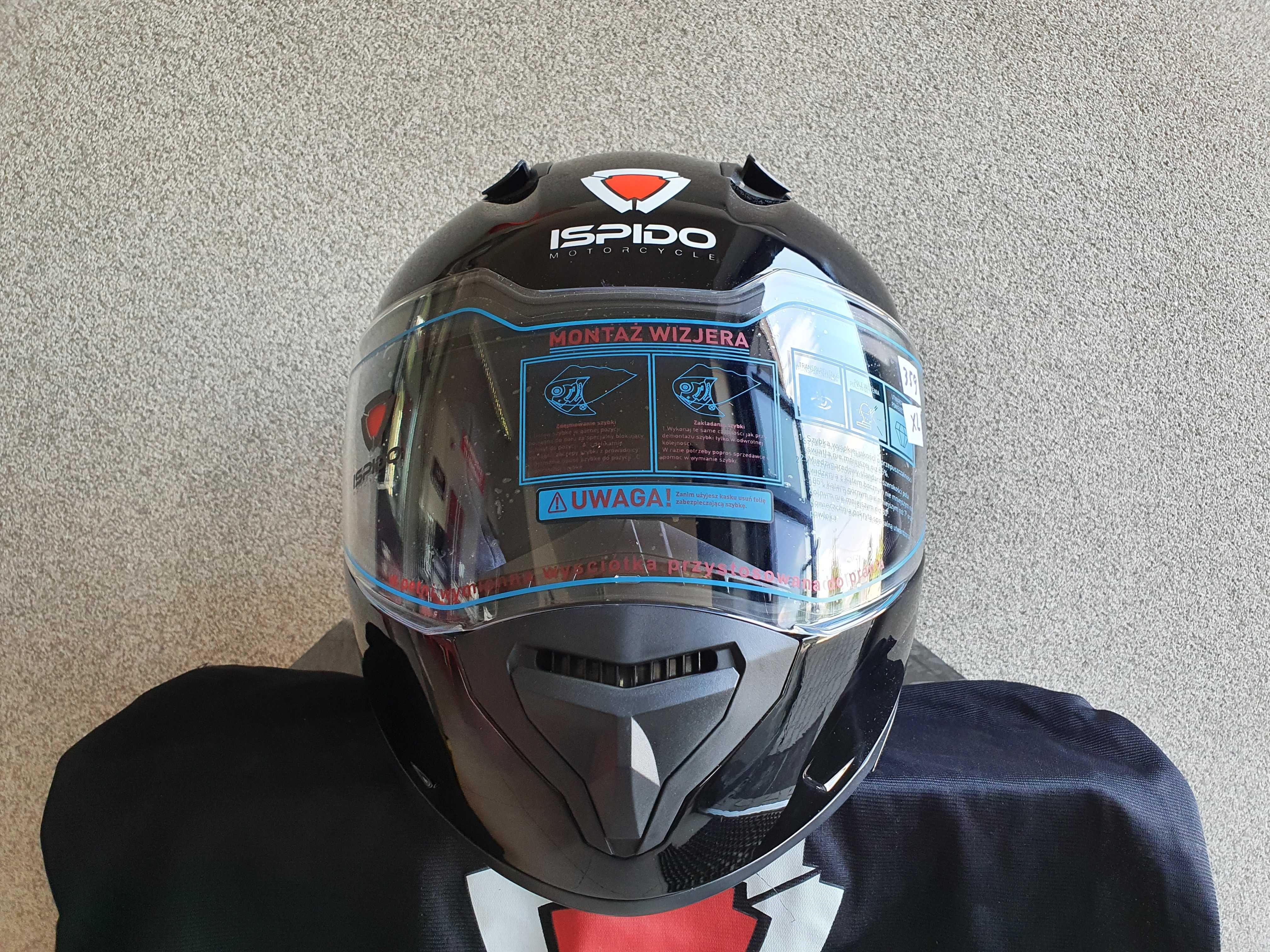 Kask motocyklowy integralny Ispido - czarny/błysk XL