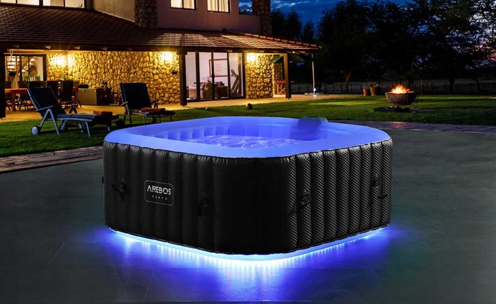 Wanna z hydromasażem wewnętrzna i zewnętrzna z diodami nadmuchiwana