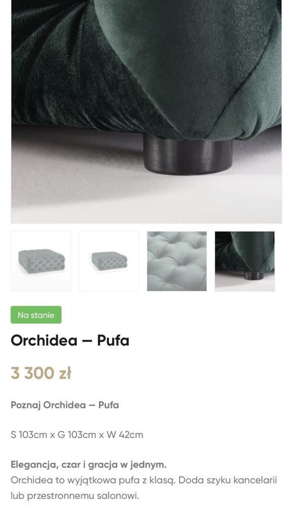 Zjawiskowa pufa kanapa Sofaroom Chesterfield zielona 103x103 madeIN PL