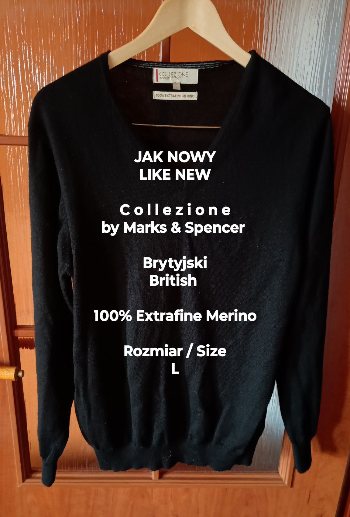 Collezione  Brytyjski męskie sweter, 100% Extrafine Merino, Rozmiar L