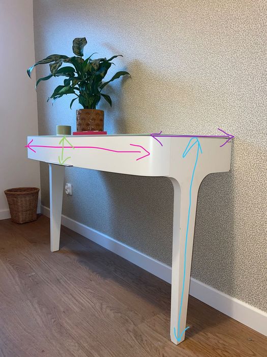 biurko toaletka biała szklany blat paged melody