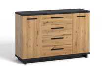 Komoda 135x90x40 dąb artisan+czarny mat
