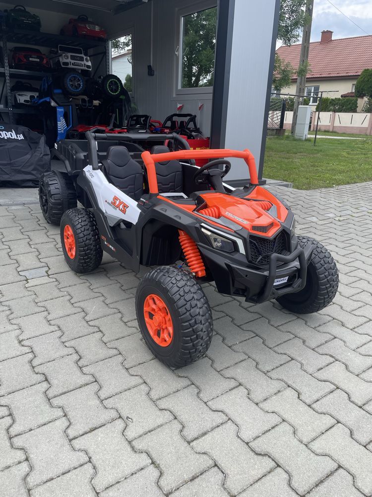 Auto na akumulator Quad Buggy 4 x 200 W 24V Pomarańczowy + Przyczepka