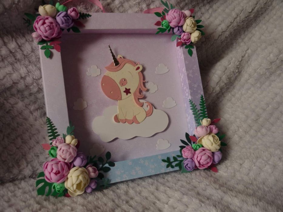 Obrazek do pokoju dziecięcego miś, syrenka, jednorożec